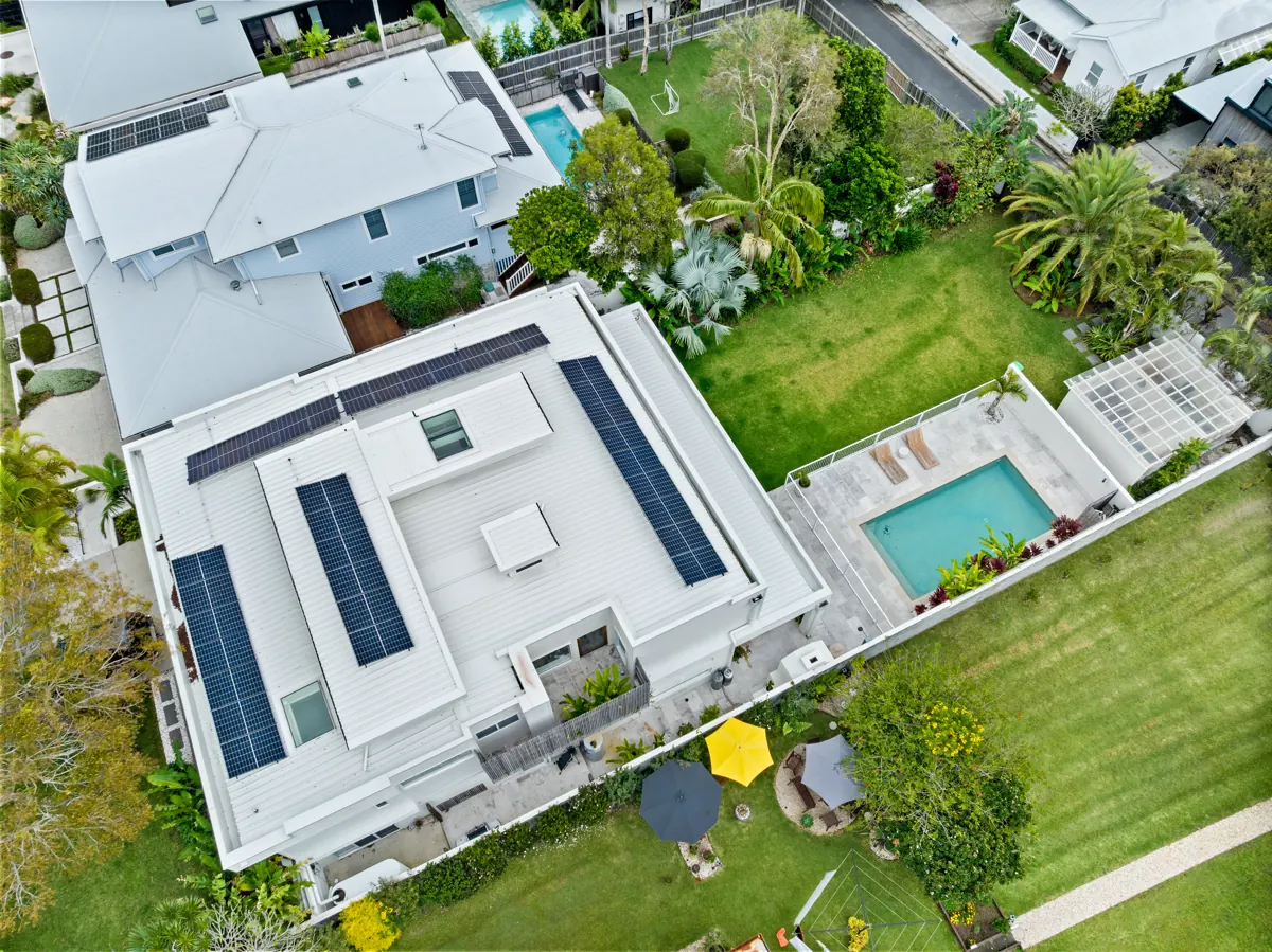 Drone view of a Northern NSW home with a Solar Start rooftop solar system